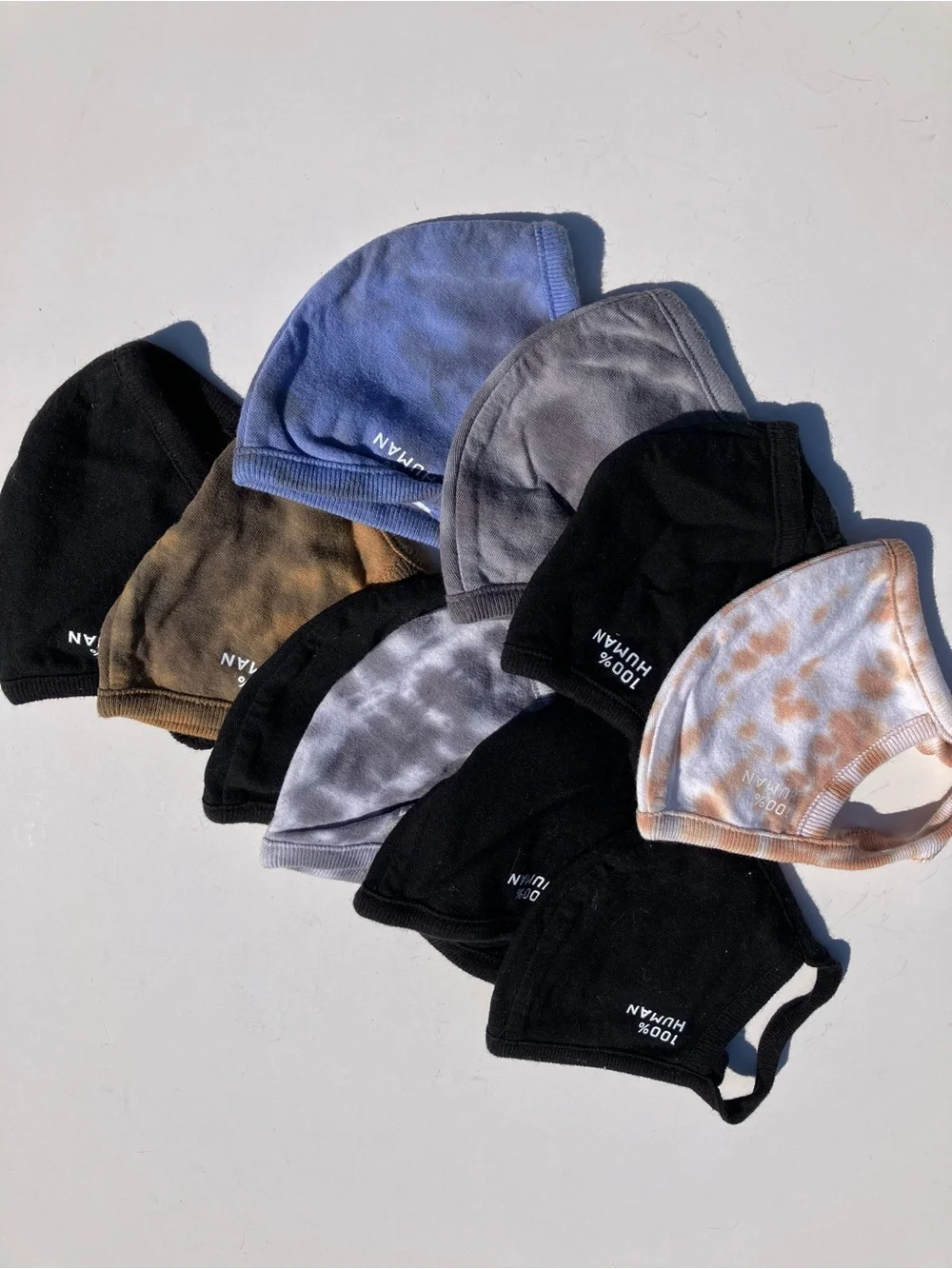 Everlane 100% Human Organic Cotton Unisex Face Masks Set of 10 Black & Tie Dye